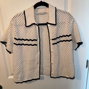 Abercrombie & Fitch White and Black Lightweight Shirt Jacket